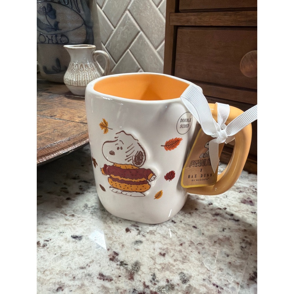 Rae Dunn Peanuts Snoopy Sweater Weather Fall Mug Double Sided